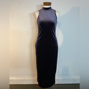 Velvet Midi Dress Size Small Pencil High Neck Sleeveless Whimsigoth